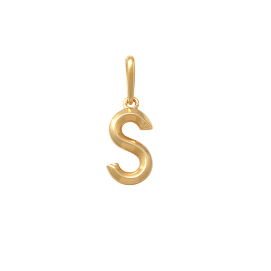 9k YG Block Letter P Pendant. 10.9mm