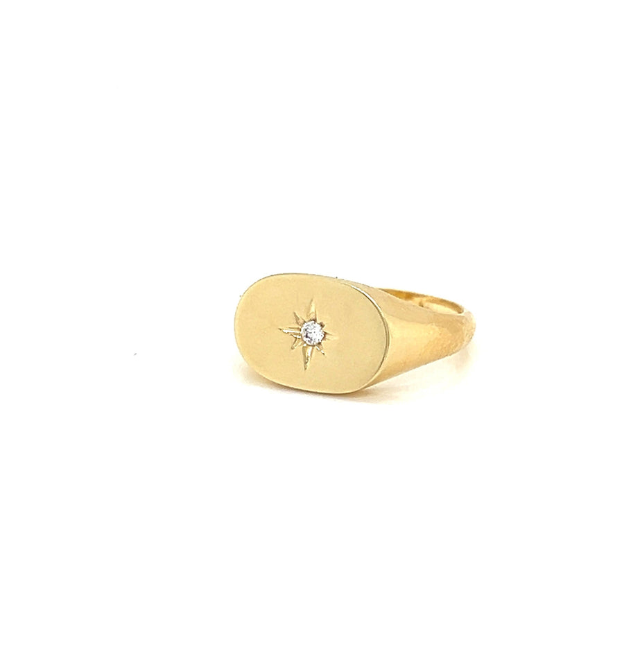 9k YG Signet Ring Star