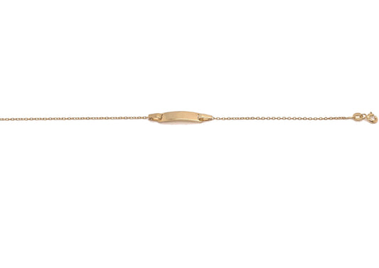 9k YG Oval Link ID Bracelet (1.1mm)