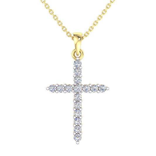 18k YG 0.25ct Diamond Cross Pendant