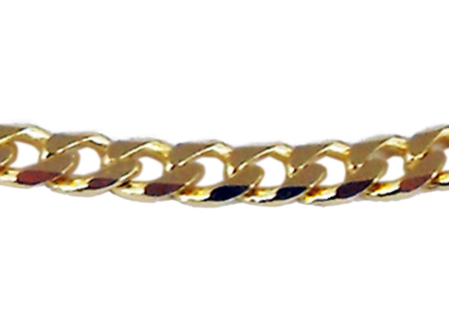 9k YG Italian Solid Flat Curb Chain 3.4mm wide 70cm . Approx 12.1g