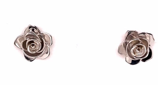 9k WG Rose Stud Earrings 7mm