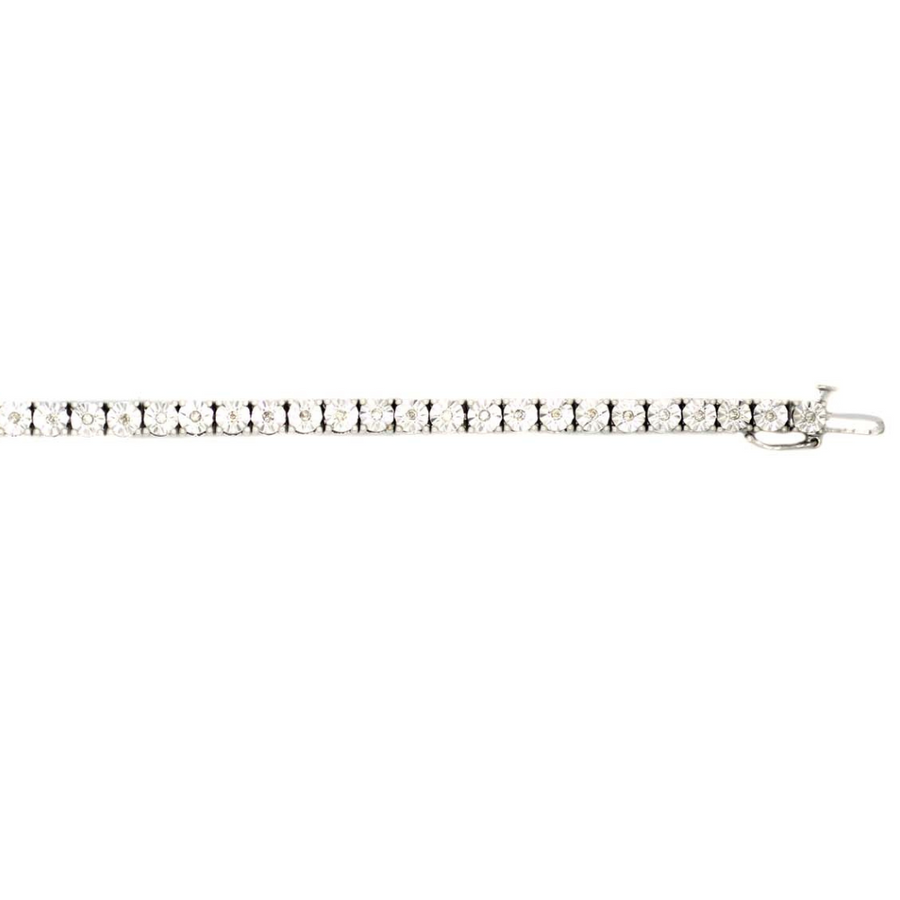 9k WG Diamond set Tennis Bracelet 4.7mm wide 19cm Illusion set with 43D=0.43ct