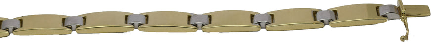 9k 2T Solid Flat Bar Bracelet 8.5mm wide 21cm .