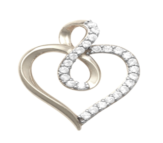 9k WG Heart Pendant set with CZ's 13mm x 14mm
