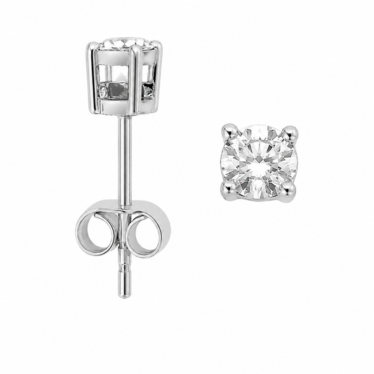 WG Diamond 4-Claw Set Stud Earrings