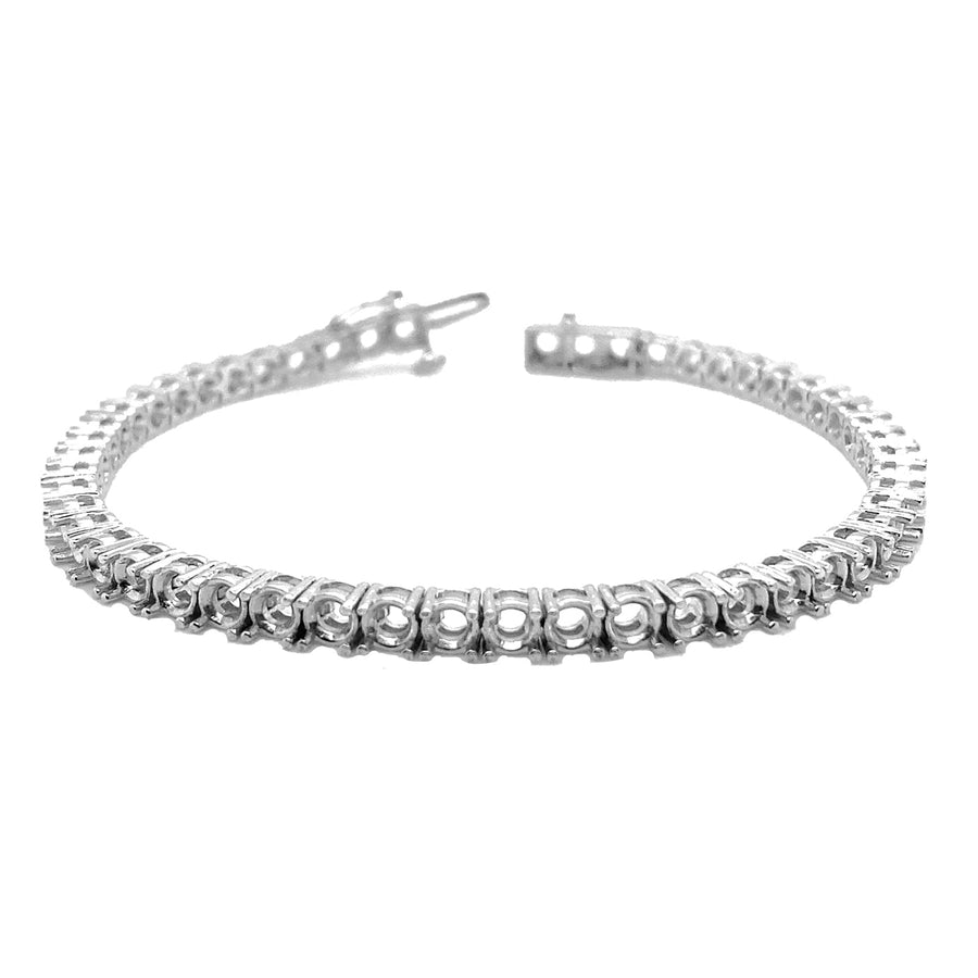 18k WG Solid Unset Tennis Bracelet 3.3mm wide. 54 settings = Approx 5.5ct, to suit 2.8-2.9mm brilliant cut stones. Approx 16.15g