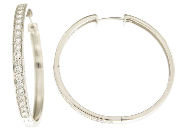 9k WG Diamond Huggie Earrings 46D=0.87ct 2.9mm