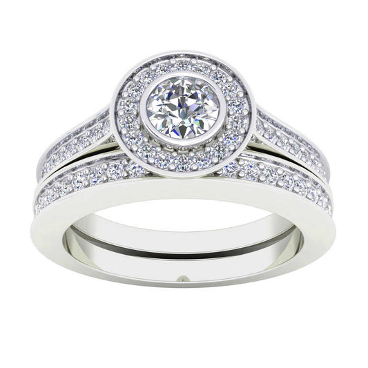 WG Diamond Engagement Ring Set TDW=0.70ct