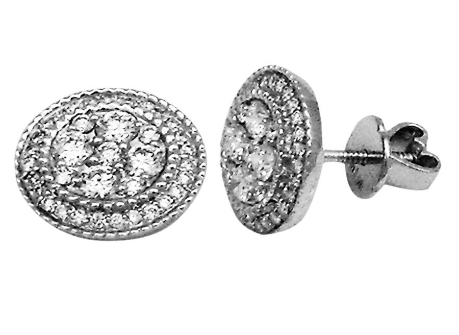 18k WG Dia Round Stud Earrings set with 72D = 0.97ct.