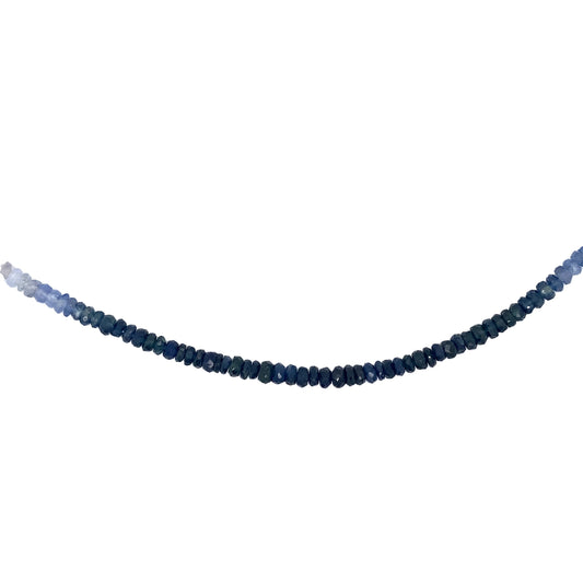 18k WG Blue Sapphire Shaded Faceted Bead Chain 45cm (incl 2cm adjustable links) approx 44ct