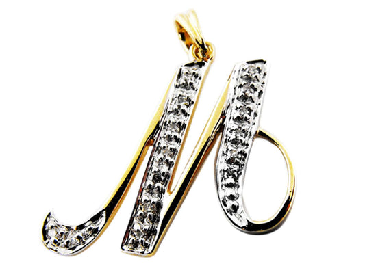 9k YG Diamond Script Letter Pendant (15mm)