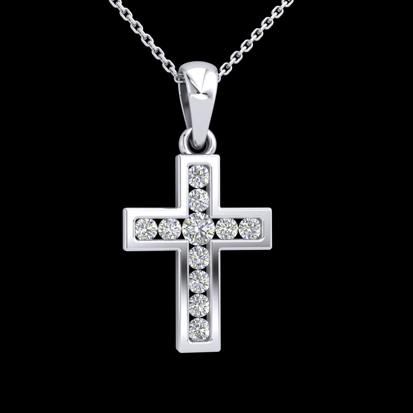 WG Diamond Cross Pendant 11D=0.27ct. 15x11.5mm