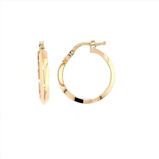 9k YG Knife Edge Hoop Earrings, 2.8mm Wide