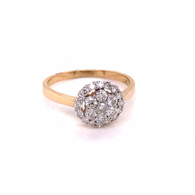 9k YG Dress Ring 23D=0.76ct