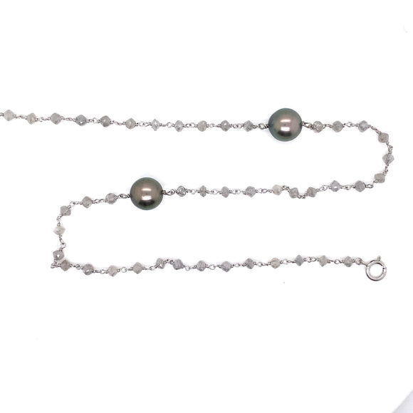 Grey Diamond and Tahitian Pearl Necklace