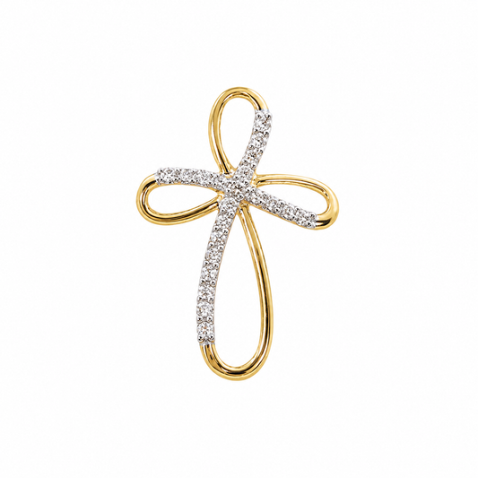 YG Diamond Cross Pendant 21D=0.25ct. 25x18mm