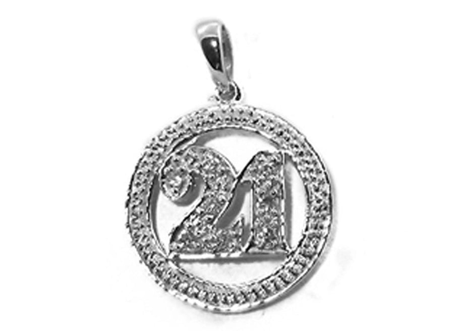 18k WG Diamond 21 Circle Pendant 8D=0.08ct Grain Set . Meas. 15mm