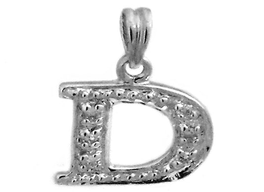 9k WG 0.06ct Diamond Block Letter Pendant (10mm)