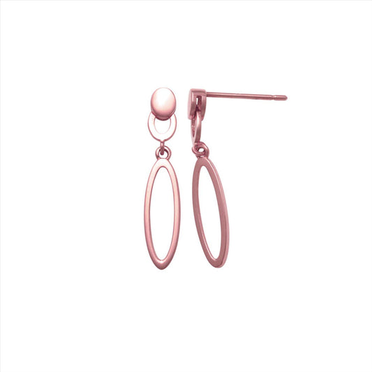 9k RG Long Oval Drop Stud Earrings 21x4mm
