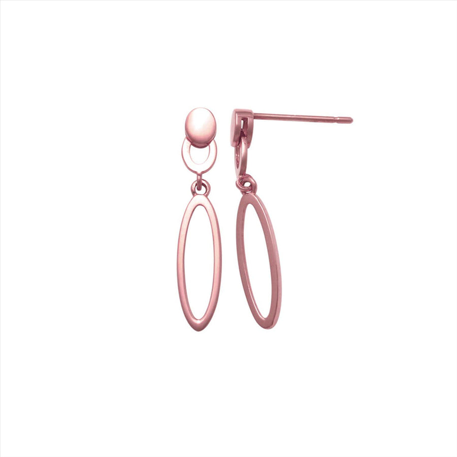 9k RG Long Oval Drop Stud Earrings 21x4mm