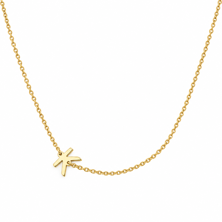 9k YG Letter K Trace Chain (1.1mm)