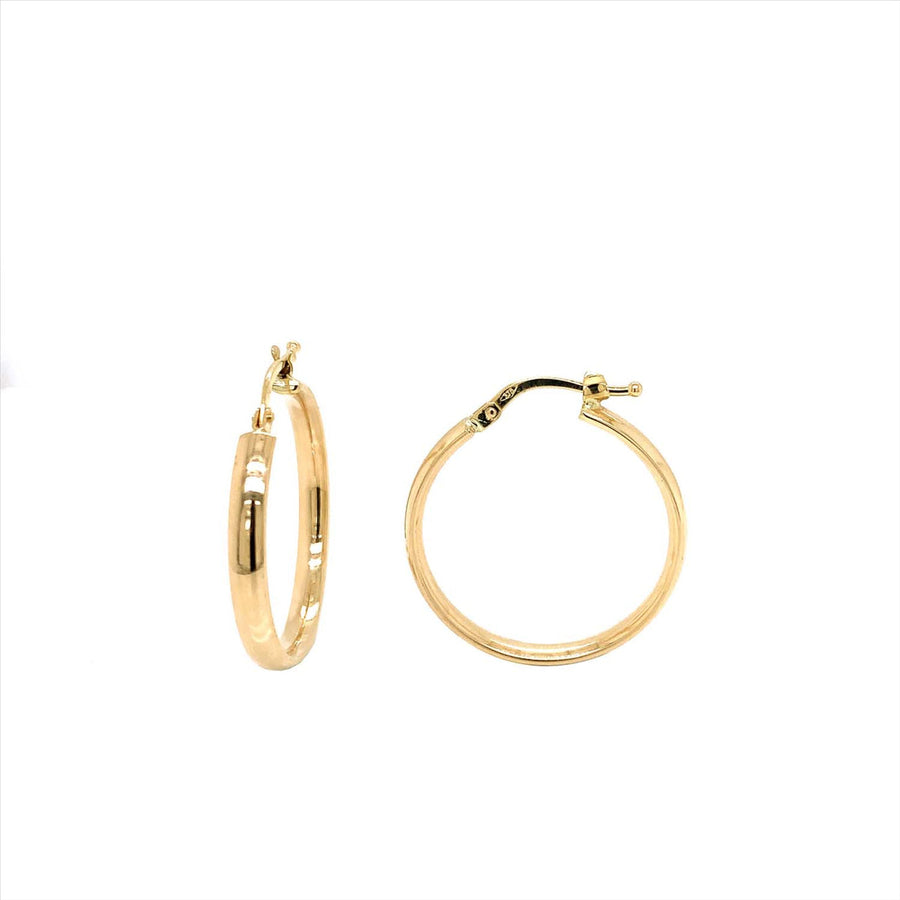 9k YG Round Half Round Hoops 20mm 3mm Wide