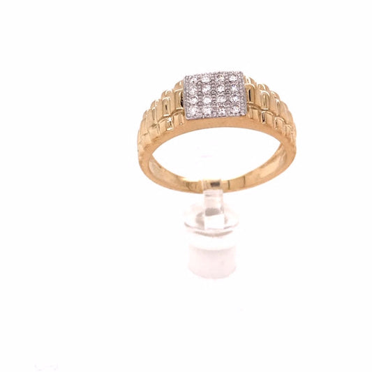 9k Two Tone Diamond Gents Dress Ring