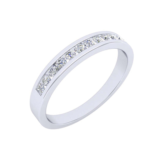 9k WG Dia Ring Channel-Set Brilliant Cut 12D = 0.25ct Col: I Clar: P1 Size I