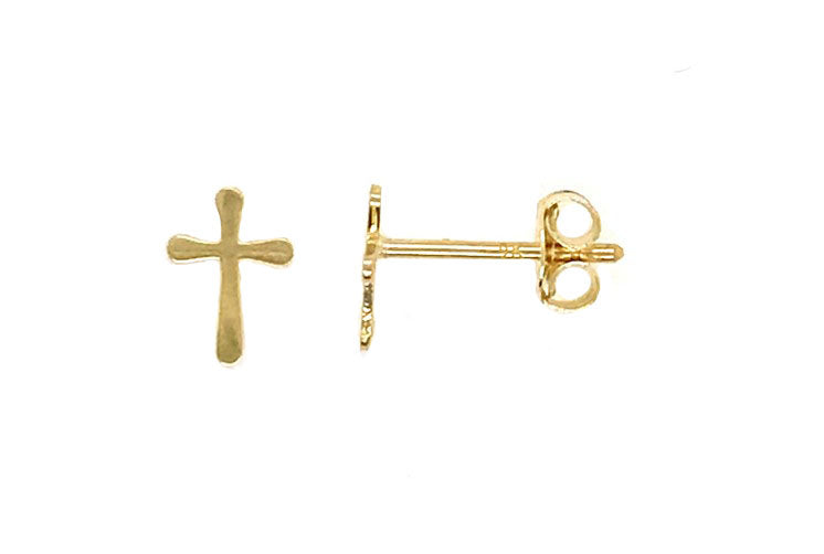 9k YG Cross Stud Earrings 5.8x5mm