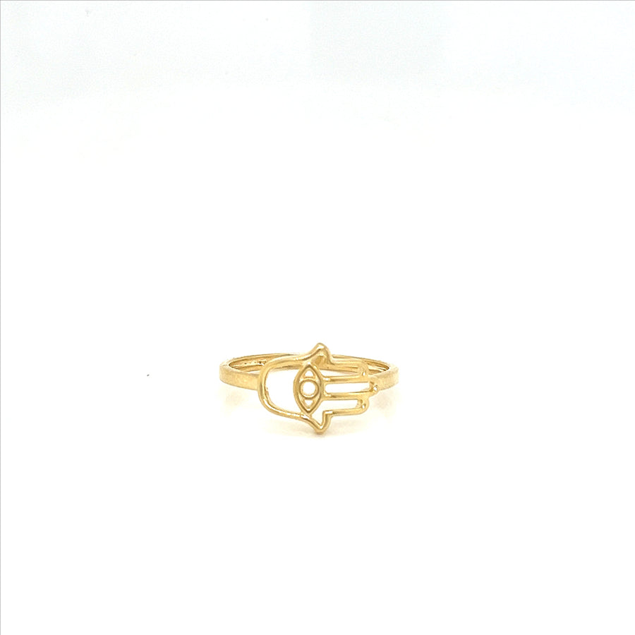 9k YG Hamsa Ring 9.5mm. Size N