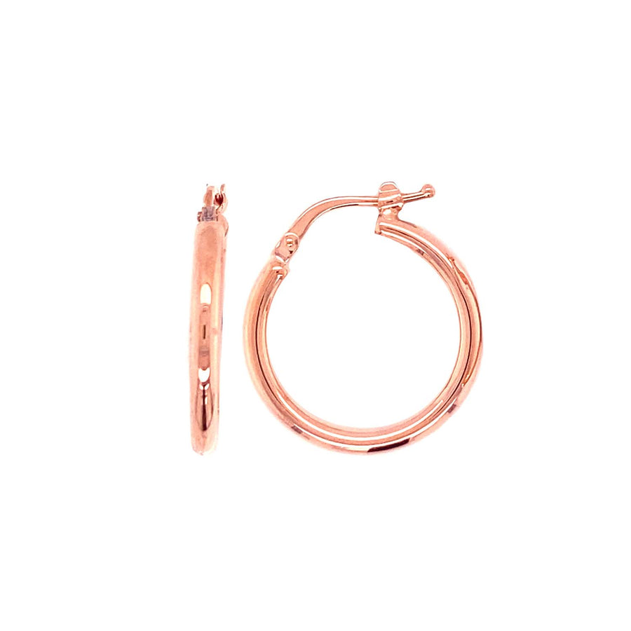 9k RG Round Hoop Earrings 15mm Diameter. Round Tube 2.5mm wide.