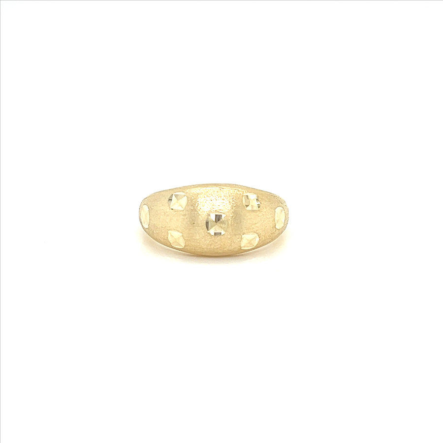 9k YG Matte Finish Dome Ring with Facets 9mm. Size O