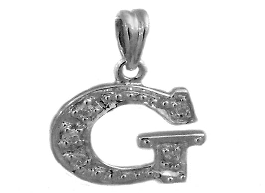 9k WG 0.06ct Diamond Block Letter Pendant (10mm)