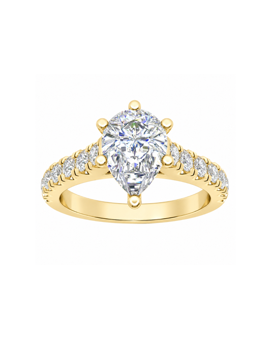 9k YG Pear Shape Solitare Ring