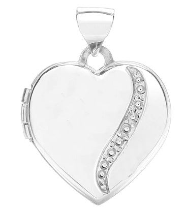 9k WG German Matte Heart Locket with rhodium illusion 18x17mm