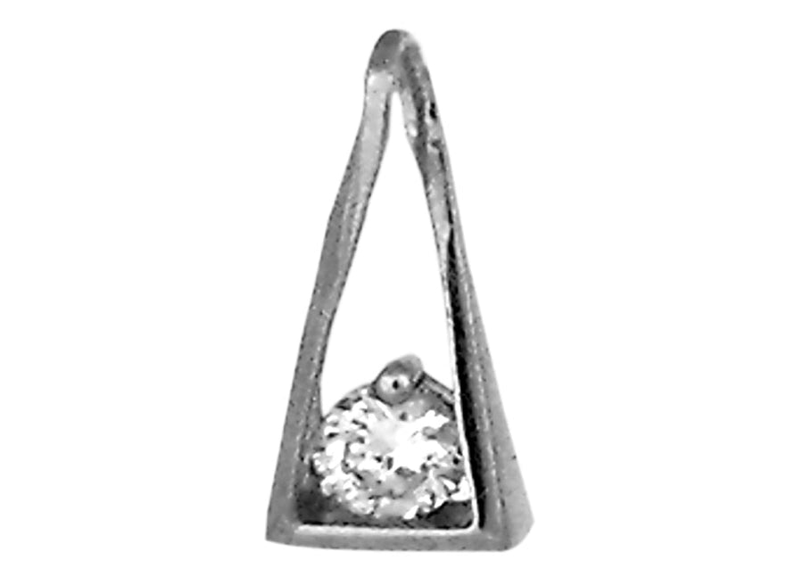 18k WG Triangular Pnd set with CZ's 14x6mm