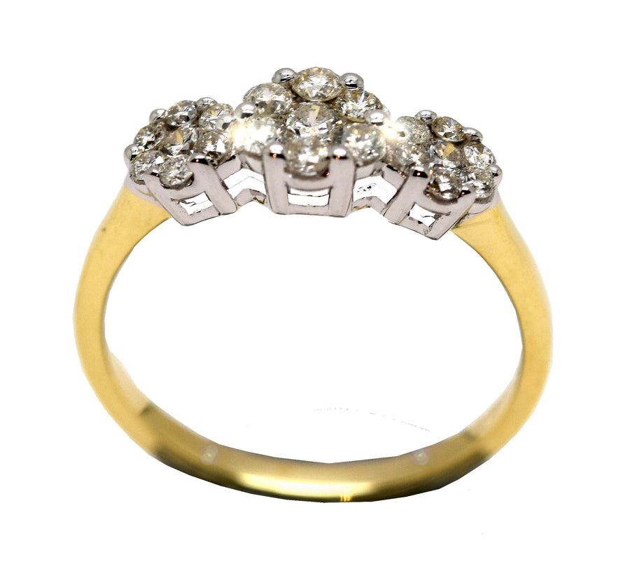 9k 2T Trilogy Diamond Ring 21D=0.55ct Size P