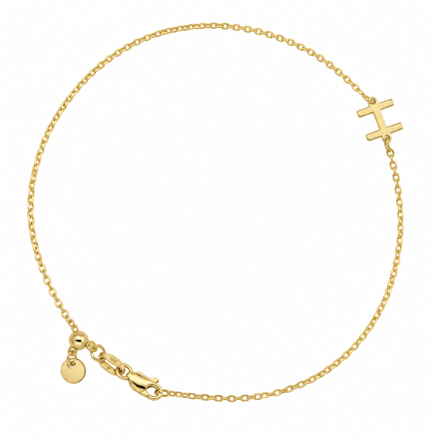 9k YG Letter H Trace Bracelet (1.1mm)