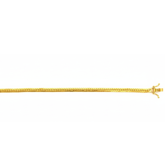 18k YG Flat Double Curb Chain 3mm wide, 55cm Approx 13.0g