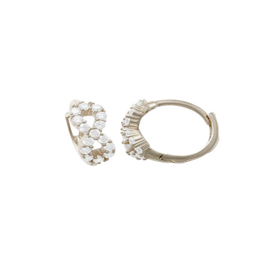 9k WG CZ Round Hoop Earrings 10mm Diameter. Infinity Design 1.8mm Wide