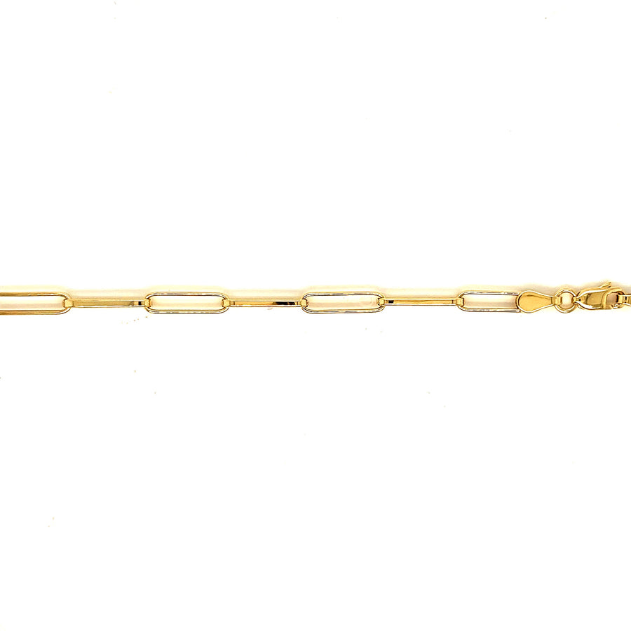 9k YG Hollow Paperclip Chain 13 x 3.4mm Wide 50cm.