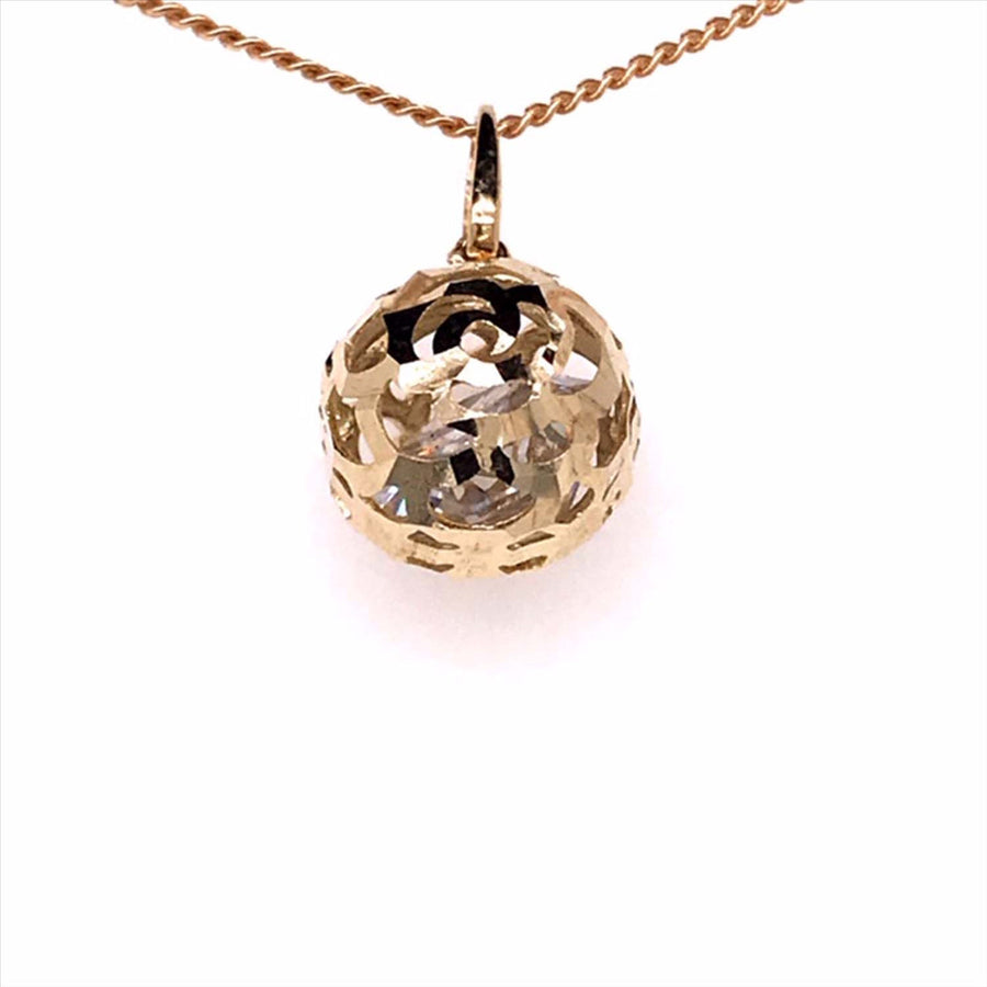 9k YG Circle Pendant with Diamond Cut effect 9mm