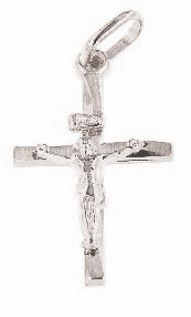 18k WG Italian Squared Edge Crucifixion Pendant 21mm x13mm