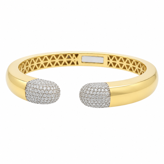 9k YG 1.3ct Diamond Hinged Cuff Bangle (59x51mm)