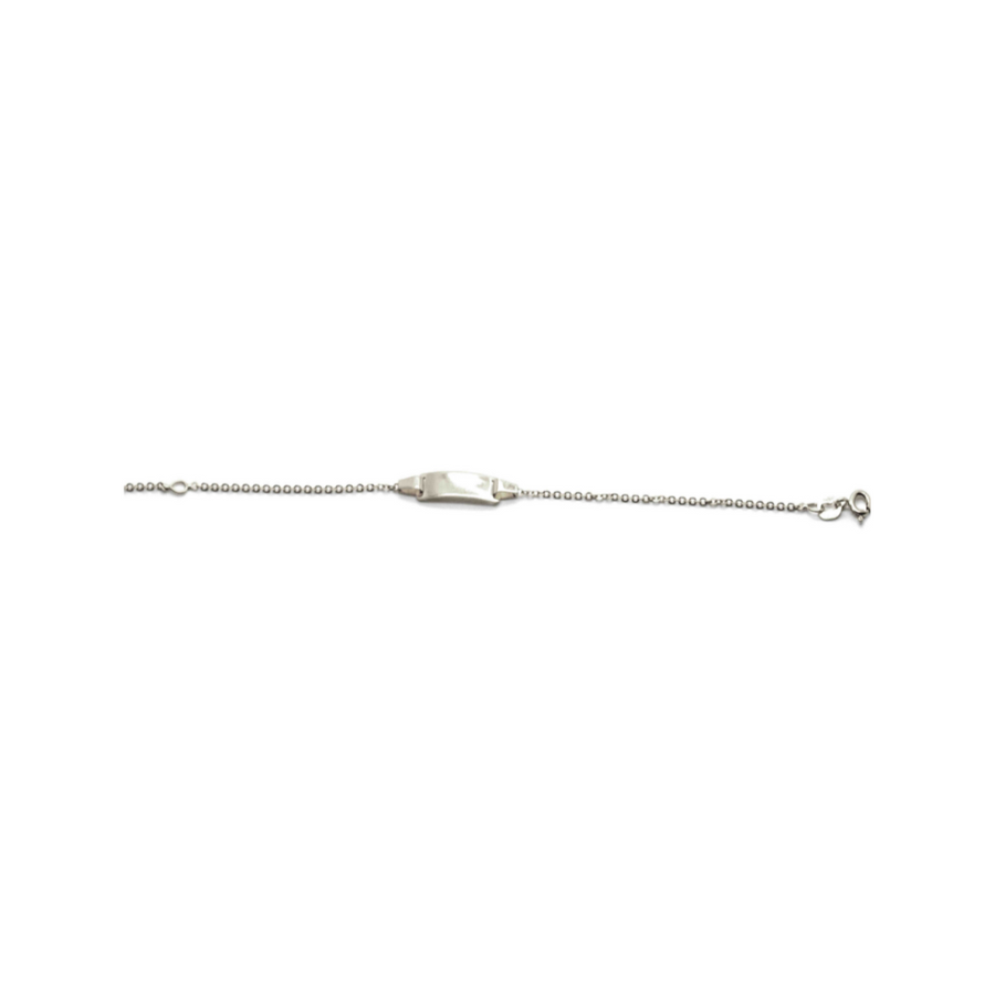 9k WG Italian Solid Oval Link ID Bracelet 1.7mm wide 17cm (O-Ring at 15cm). Approx 2.01g
