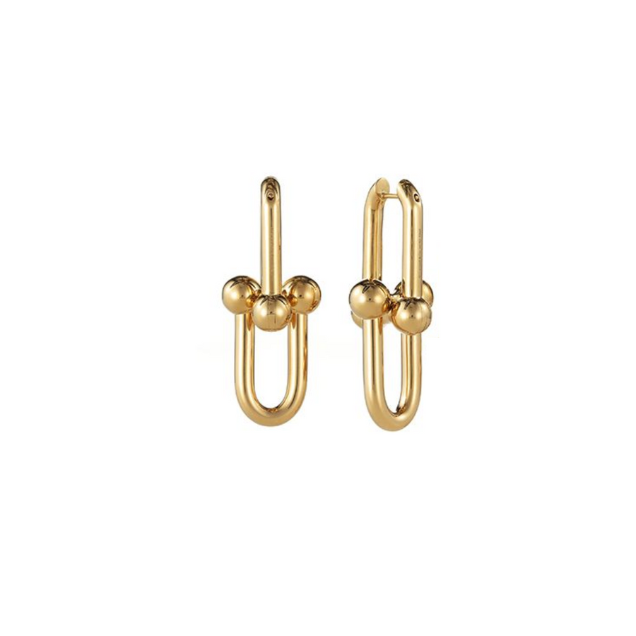 9k YG Chain & Ball Link Earring 23x9mm.