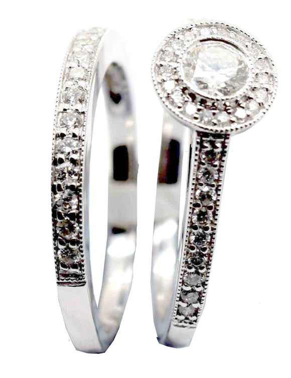 WG Diamond Engagement Ring Set TDW=0.70ct