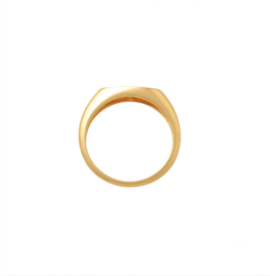 9k YG CZ Oval Signet Ring. 10 x 4mm. Size K