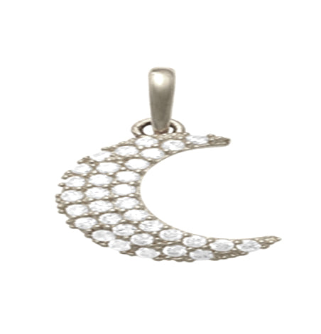 9k WG Moon Pendant set with CZ's 12mm x 10mm